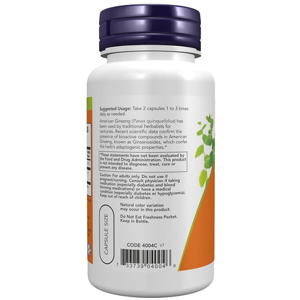 NOW American Ginseng, 100 Capsules (Pack of 2)