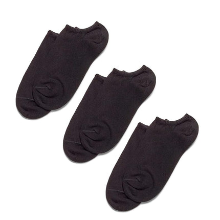 HUE Cotton Liner Sport Socks 6 Pair Pack, Black, One Size