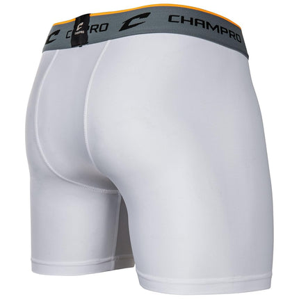 Champro Compression Boxer Short with Cup - Polyester/Spandex, Adult Large, White