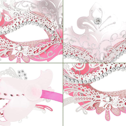 Hoshin Masquerade Mask, Mardi Gras Deecorations Venetian Masks for Womens (Pink & Silver)