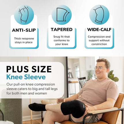 BraceAbility Plus Size Neoprene Knee Sleeve | XXXXXXL Obesity Compression Support Brace for Bariatric Women & Men with Big Thighs & Arthritis Joint Pain (6XL)