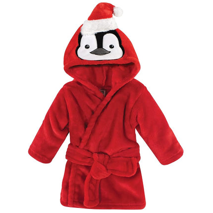 Hudson Baby Albornoz de felpa con cara de animal unisex para bebé, pingüino, 0-9 meses