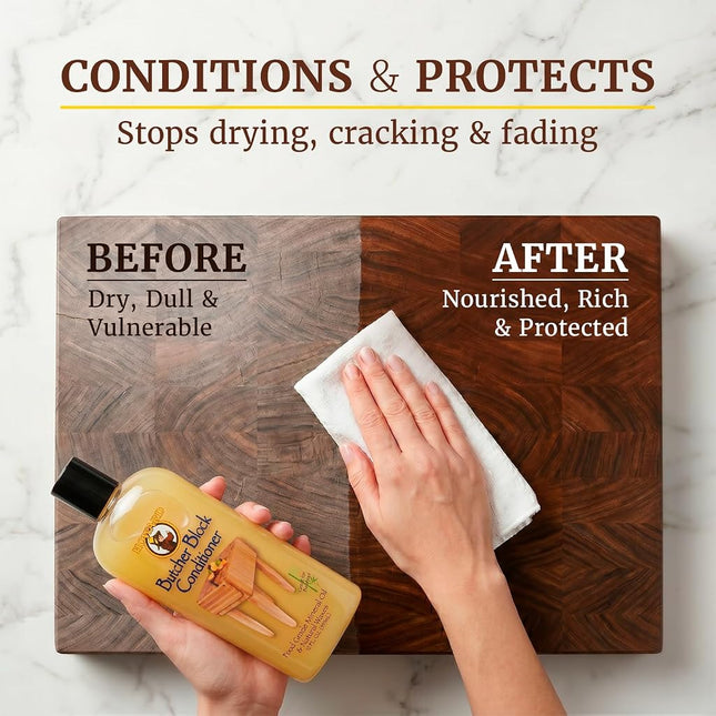 HOWARD PRODUCTS BBC012 Superior Food Grade Butcher Block Conditioner for Wooden Utensils and Cookware, 355ml - Rich Blend of Mineral Oil and Natural Waxes, Safe and Non-Toxic, Made in the USA
