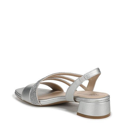 LifeStride Women's Joy Strappy Sandal Heeled, Silver, 7 Wide