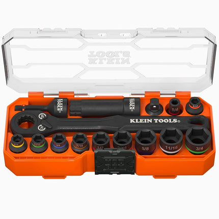 Klein Tools 65400 KNECT 15-Piece Impact Rated Pass Through Socket Set with MODbox Case, Sockets, Bits, Accessories and 3/8-Inch Drive Adapter