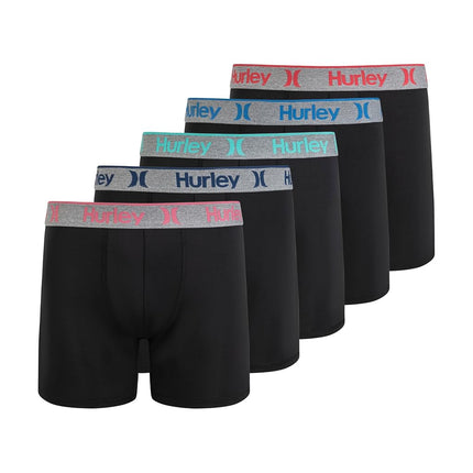 Hurley Men's Standard 5 Pack Stretch Boxer Briefs,