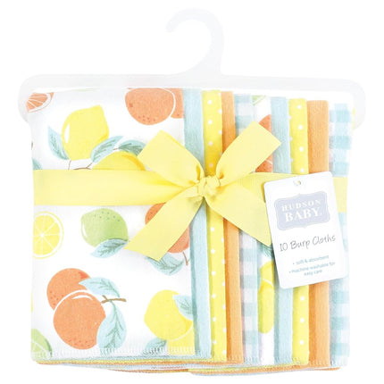 Lot de 10 linges d'épaule en flanelle pour bébé Hudson Baby, Citrus Mint, taille unique