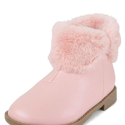 Gymboree Girl's and Toddler Short Ankle Boots Fashion, Pink Fur, 8 Toddler