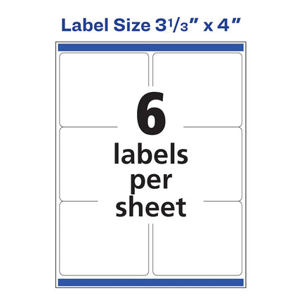 Avery Rectangle Labels with Sure Feed, 3-1/3" x 4", 60 Glossy White Labels (36471)