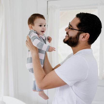 Burt's Bees Baby Boys pelele enterizo, algodón 100% orgánico, mono de una pieza y patucos para niños pequeños, rayas de rugby Blossom, 6-9 meses EE. UU.