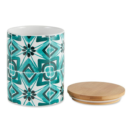DII Kitchen Accessories Collection Ceramic Canister Set, 4.5/3/1.25 Cup, Teal Tile