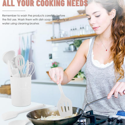 Kitchen Utensils Set-12 Pieces Silicone Cooking Utensils Set (Dishwasher Safe) 392°F Heat Resistant Spatula Set,Kitchen Utensil Set for Nonstick Cookware,Best Kitchen Tools with Holder