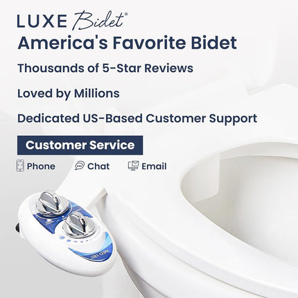 LUXE Bidet Neo 185 (Elite) Non-Electric Bidet Toilet Attachment w/Self-Cleaning Dual Nozzle and Easy Water Pressure Adjustment for Sanitary and Feminine Wash (Blue and White) 13.5 x 7 x 3 inches