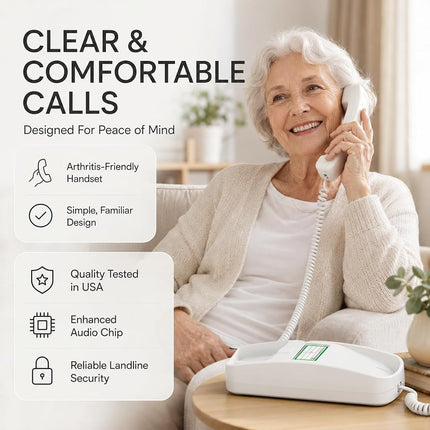 Téléphones fixes pour la maison - Téléphones pour malentendants - Téléphone filaire pour seniors - Téléphone rétro - Version améliorée du téléphone fixe de 1965 - Téléphone analogique - Grosses touches, téléphones iSoHo (blanc)