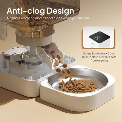 VOLUAS Automatic Cat Feeders - Timed Pet Feeder for Cats and Dogs with Dry Food Dispenser, Desiccant Bag, Programmable Portion Control, 4 Daily Meals, 10s Voice Recorder