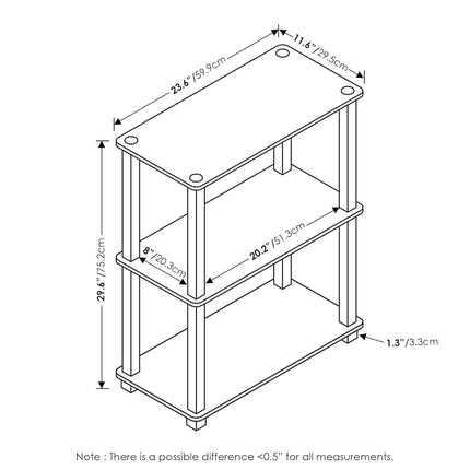 Furinno TURN-S-TUBE 3-Tier Tool-Free Corner Shelf, Amber Pine