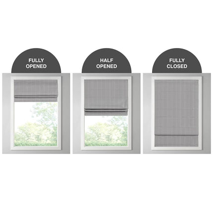 Madison Park Galen Cordless Roman Shades - Fabric Privacy Panel Darkening, Energy Efficient, Thermal Insulated Window Blind Treatment, for Bedroom, Living Room Decor, 39" x 64", Grey