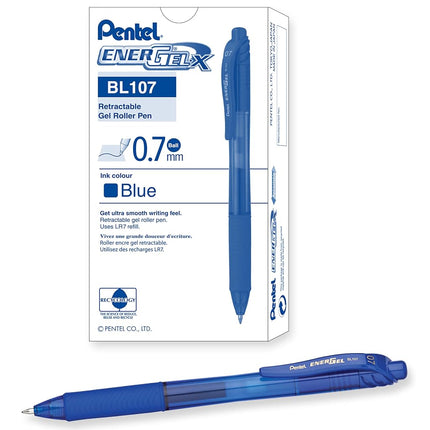 Pentel EnerGel-X 0.7mm Tip Retractable Pen, Blue (
