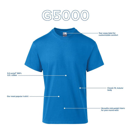 Gildan Heavy Cotton T-Shirt, Style G5000, Multipack, Carolina Blue (3 Pack), XXL (Pack of 3)