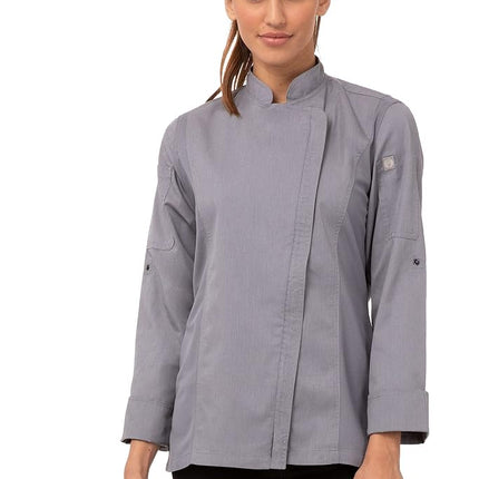 Veste de cuisinier Hartford Chef Works pour femme, Gris, XXL