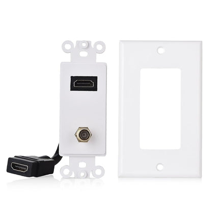 Cable Matters HDMI Wall Plate with Coax Outlet (Coax Wall Plate) in White