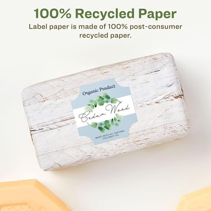 Avery EcoFriendly Matte White Recycled Square Scalloped Labels, 1-5/8" x 1-5/8", Print-to-The-Edge, Matte White Labels, Permanent Adhesive, Laser/Inkjet Printable, 2,000 Total