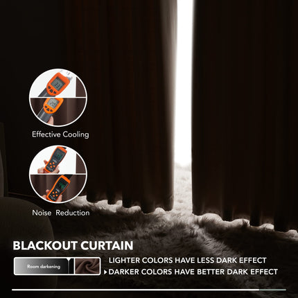 Deconovo Room Darkening Blackout Curtains - (Chocolate Color), Back Tab and Rod Pocket Curtains, 52W x 95L Inch, Thermal Insulated Blackout Curtains for Office, 2 Panels