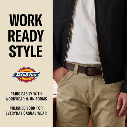 Dickies Men's 38MM Wide Bridle Leather Casual Belt, Brown, 32