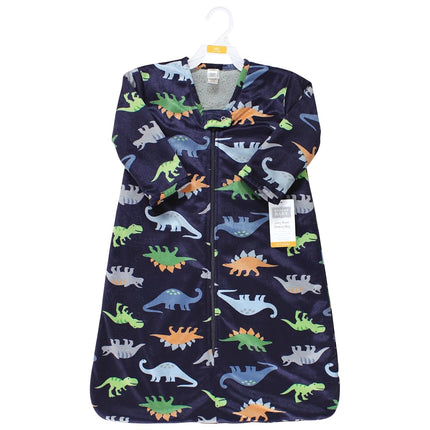 Hudson Baby Unisex Baby Long Sleeve Plush Faux Fur Sleeping Bag, Wearable Blanket, Dinosaurs, 0-6 Months, Dinosaurs, 0-6 Months