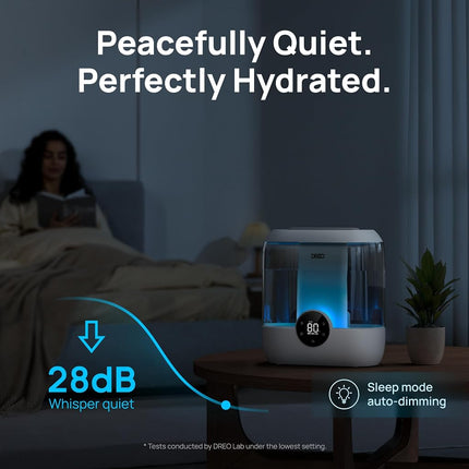 DREO Humidificador de 6L para dormitorio, ultrasónico silencioso de niebla fría de gran tamaño con difusor, 60 horas de funcionamiento para hogar, guardería, plantas, gris