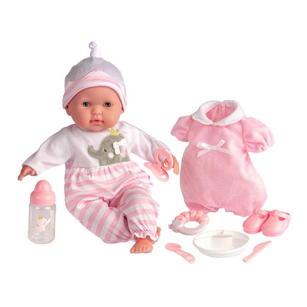 JC Toys Newborn Doll 38-cm, Soft Body with Accessories Clothes may vary.