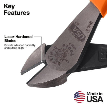 Klein Tools D2286 Diagonal Cutting Pliers, 6-Inch, Made in USA, Heavy-Duty Wire Cutters with High Leverage Design, Side Cutters with Laser Hardened Blades and Hot Riveted Joint