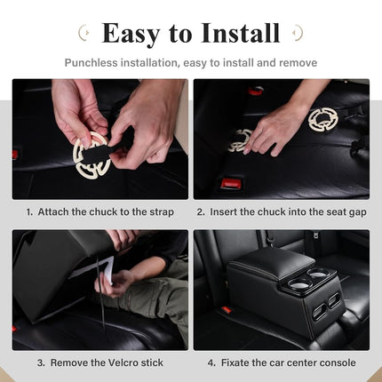 Coverado Car Center Console, Consolas universales para asientos traseros, Organizador y almacenamiento de asientos de camión, Organizador de coche para asientos traseros con portavasos, Caja de reposabrazos central (Regular, Negro)