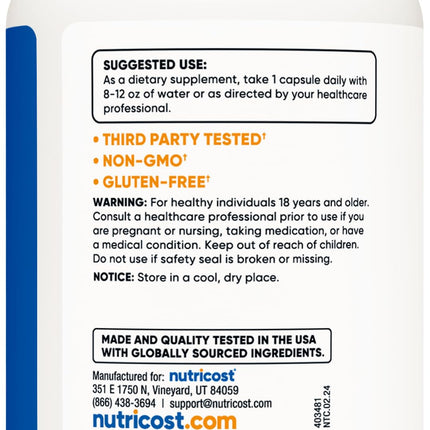 Nutricost Pterostilbene 100mg, 120 Capsules - Non-GMO, Gluten Free