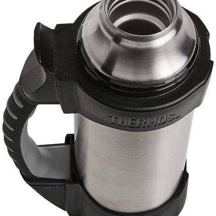 Thermos The Rock Vacuum Insulated 1 Liter Beverage Bottle, Stainless Steel/Black, 1.1 Quart (2510TRI2)