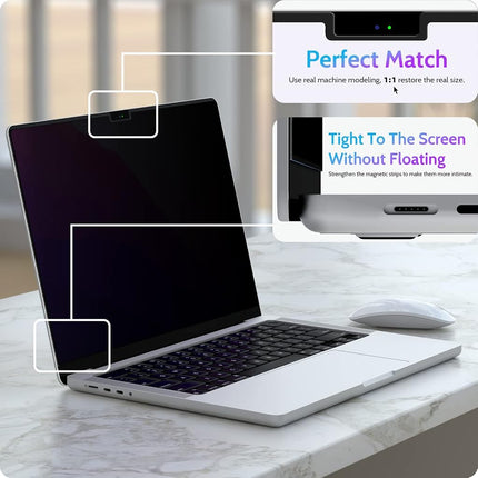 Peslv Magnetic Privacy Screen Compatible With Macbook Air 13.6 Inch (2022-2024, M2, M3) Model: A2681 A3113, Removable Matte Anti Glare Blue Light Protector Private Security Filter for 13In Mac Laptop