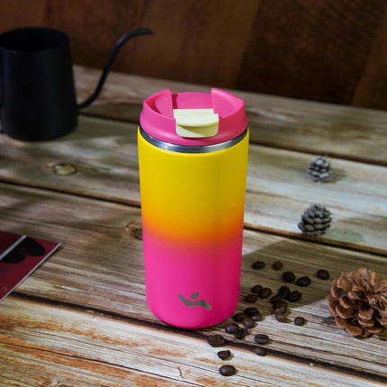 Konokyo Tumbler with Lid, 16 oz Travel Coffee Mug Double Wall Vacuum Stainless Steel Thermal Metal Cup Insulated Water Bottle,Rainbow