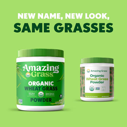 Amazing Grass Organic Wheat Grass Powder: 100% Whole-Leaf Wheat Grass Smoothie Booster, 30 Servings