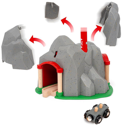 BRIO World Exploding Train Track Tunnel for Kids Age 3 Years Up - Wooden Railway Accessories and Add Ons
