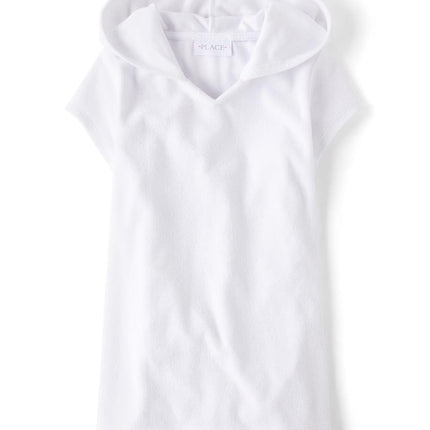 The Children's Place girls Hooded Swim Coverups, White, X-Small