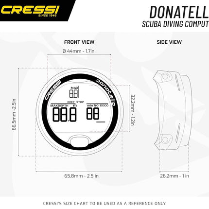 CRESSI Donatello Diving Computer - Professional Wrist Diving and Apnea Dive Computer, Black/Black, One Size, Unisex Adult
