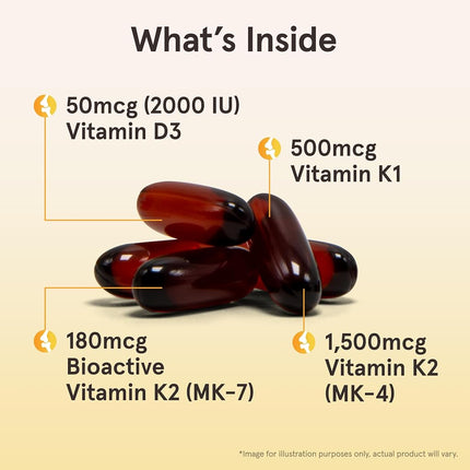 Jarrow Formulas K-Right, Promotes Bone & Cardiovascular Health, Vitamin K-Complex, 60 Softgels