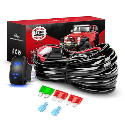 Nilight - 10019W LED Light Bar Wiring Harness Kit 