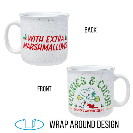 Silver Buffalo Peanuts Snoopy Cookies and Cocoa Ceramic Camper Mug, 20 Ounces