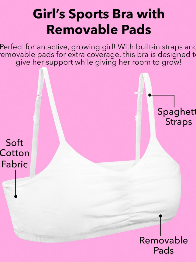 Fruit of the Loom Girls' Bra with Removable Cookies, 2-Pack, Light Nude/Black Hue, 32
