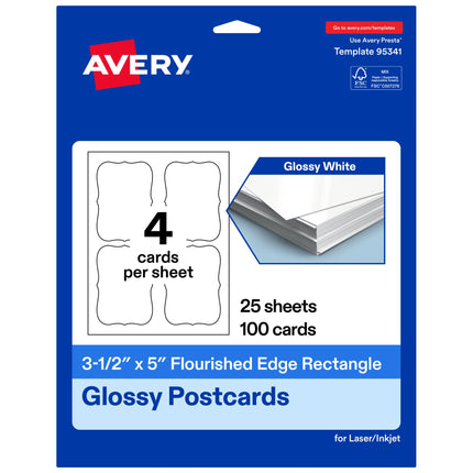 Avery Printable Rectangle Cards, Scalloped Edges, 