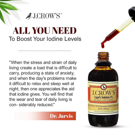 J.CROW'S® Lugol's Solution of Iodine 2% 2 oz Three Pack (3 Bottles)
