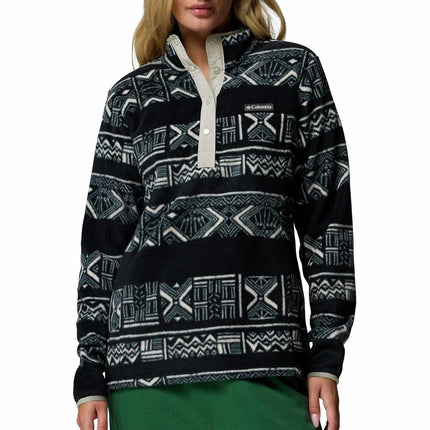 Columbia Women's Benton Springs Printed 1/2 Snap, Fleece Pull Over, Black Deschutes Days, X-Large