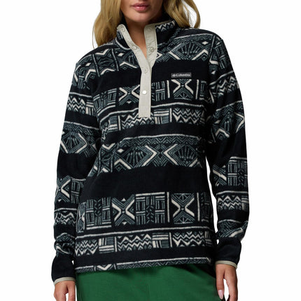 Columbia Women's Benton Springs Printed 1/2 Snap, Fleece Pull Over, Black Deschutes Days, X-Small