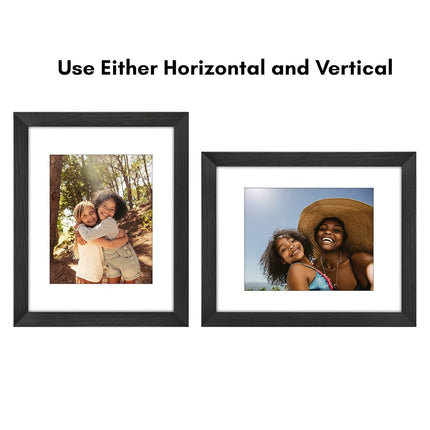 Americanflat 11x14 Poster Frame - Black Engineered Wood with Shatter-Resistant Glass - Matted to 8x10 Photo Size - Hudson Collection - Wide Picture Frame for Wall Display - Black